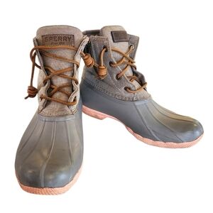 Sperry Gray Saltwater Pop Outsole Duck Boots Women's Shoes Size 7